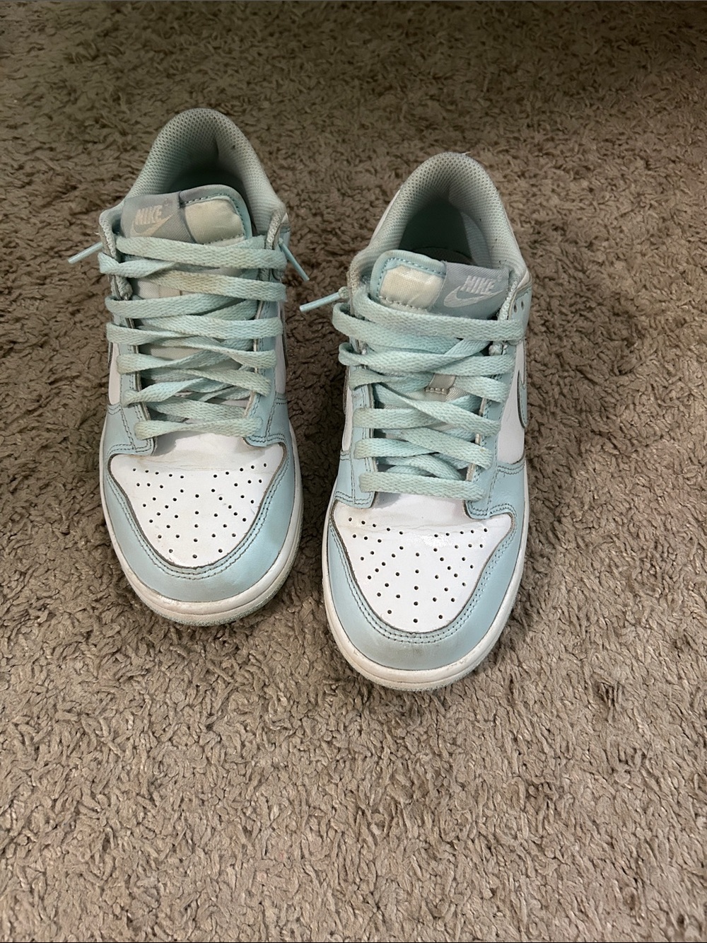Nike Kids Mint Green and White Low-Top Sneakers